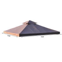 Outsunny 9.84'x9.84' Gazebo Canopy Top Replacement Cover 2 Tier Outdoor Garden Water-resistant UV Protected Coffee(m-3)