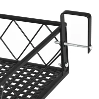 Outsunny 43'' x 12'' Hanging Flower Pot Stand Rack with Hooks, Metal Plant Pot Holder, Railing Shelf, Windows Decorate for Outdoor Garden Balcony Fence Patio(m-8)