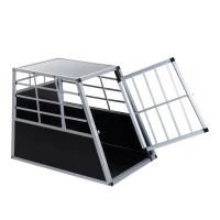 PawHut Dog Car Crate 36" Aluminum Dog Cage Pet Travel Tapered Roof Cat Transport Box Pet Kennel Playpen(m-6)