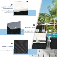 Outsunny Patio Sectional 4pcs Outdoor Rattan Wicker Sofa Set Outdoor Furniture with Cushions (m-5)