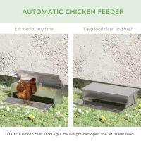PawHut 10.6lbs Automatic Chicken Feeder Aluminum Poultry Feeders with Lid, Treadle, Rat Proof & No Spill with Weatherproof, Silver(m-5)