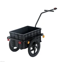Aosom Bicycle Cargo Trailer 16 inch Air Wheel Wagon Trailer with Suitcase Large Capacity Enclosed Stroller Wagon - Black(m-1)