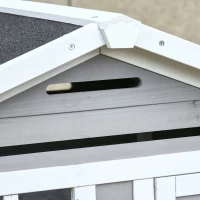 PawHut 76" Wooden Chicken Coop, Outdoor Hen House Poultry Duck Goose Cage with Outdoor Run, Nesting Box, Removable Tray and Lockable Doors, Grey(m-11)