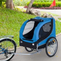 PawHut Pet Bike Trailer Bike Cart Bicycle Dog Cat Travel Carrier Foldable Blue(m-1)