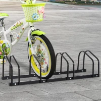 HOMCOM Bike Parking Stand Floor Wall Mount  Storage Locking Rack Holder for 4-Bicycle Outdoor Steel(m-1)