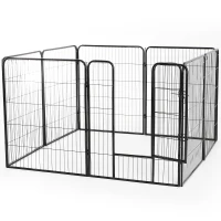 PawHut X Pen for Dogs 8 Panel Pet Playpen Heavy-Duty Iron Indoor/Outdoor 40-inch Black(m-9)