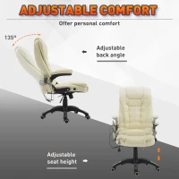 HOMCOM Massage Office Chairs Computer Executive Ergonomic Heated Vibrating Beige(m-6)