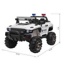 Aosom 12V Ride On Kids RC 2 Seater Ride On Car With Parental Remote Control Police Truck LED Lights MP3(m-3)