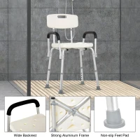 HOMCOM  Medical Shower Chair AdjustableBathtub Bench Bath Seat with Arms and Backrest(m-7)