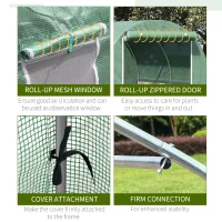 Outsunny 6.6' x 6.6' x 6.6' Tunnel Greenhouse Outdoor Walk-In Hot House with Roll-up Windows and Zippered Door, Steel Frame, PE Cover, Green(m-7)