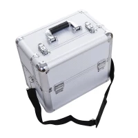 Soozier 2in1 Professional Makeup Train Case w/ Handle and Wheels - Silver(m-9)