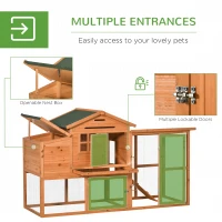 PawHut 76" Wooden Chicken Coop, Outdoor Hen House Poultry Duck Goose Cage with Outdoor Run, Nesting Box, Removable Tray and Lockable Doors, Orange(m-5)
