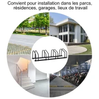 HOMCOM Bike Parking Stand Floor Wall Mount  Storage Locking Rack Holder for 4-Bicycle Outdoor Steel(m-6)