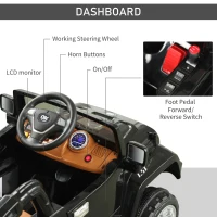 Aosom 12V Power Wheels Jeep Electric Cars Ride On Toy Truck With Remote Control For 3-6 Years Old Kids 2 Speeds Lights Mp3 Lcd Indicator Black(m-8)
