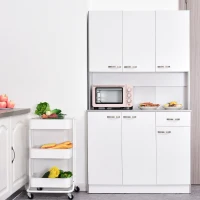 HOMCOM White Kitchen Cupboards 71” Buffet Server Microwave Storage Cabinet Hutch- White(m-2)