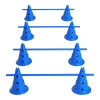 PawHut Dog Agility Hurdles Cones - Canine Agility Training Set - 8 Hurdles & 4 Poles Set with carrying bagBlue(m-6)