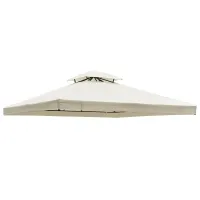 Outsunny Square2-Tier Gazebo Canopy Replacement Top Cover Water-resistant UV Protected Shade Protection (Cream White)(m-2)