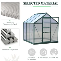 Outsunny 6.2' x 6.3' x 6.6' Clear Polycarbonate Greenhouse Large Walk-In Green House Garden Plants Grow Galvanized Base Aluminium Frame w/ Slide Door(m-5)