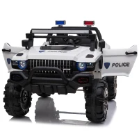 Aosom 12V Ride On Kids RC 2 Seater Ride On Car With Parental Remote Control Police Truck LED Lights MP3(m-2)