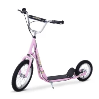 Homcom Adjustable Teen Kick Scooter Child Pro Stunt Scooter Ride On Speeder Kids Street Bike 16" Inflatable Tire Pink(m-2)