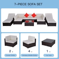 [Pick Up] Outsunny 9pcs Delux Outdoor Indoor Wicker Rattan Sofa Set Garden Furniture Lounger Chair Bed Pillow Table(m-4)