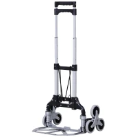 DURHAND 6-Wheels Up Stairs Trolley Hand Trucks Foldable Steel Load Cart W/ Fixed Rope(m-2)