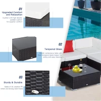 Outsunny 7Pcs Outdoor Rattan Wicker Sofa Patio Sectional Furniture Set w/ Coffee Table Cushioned Seat Garden w/ Cushion(m-6)