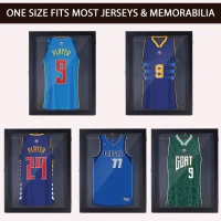 HOMCOM Jersey Shadow Box Shirt Shadow Box Cabinet Football Baseball Basketball, Black(m-4)