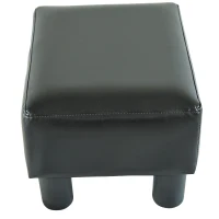 HOMCOM Small Footstool Modern Faux Leather Ottoman Footrest Sofa Side Stool Rectangle Black(m-5)