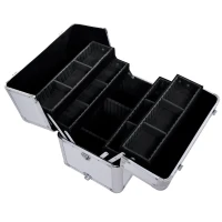 Soozier 2in1 Professional Makeup Train Case w/ Handle and Wheels - Silver(m-7)