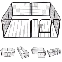PawHut X Pen for Dogs 8 Panel Pet Playpen Heavy-Duty Iron Indoor/Outdoor 40-inch Black(m-8)