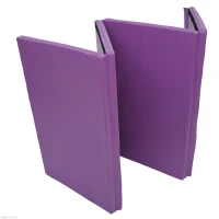 Soozier Tumbling Mats 4ftx10ftx2inch PU Leather Gymnastics Gym Mat Arts Folding Yoga Exercise Mat Pad 4 Panel Purple(m-5)
