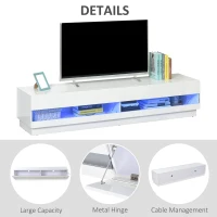 HOMCOM White Gloss TV Stand 71" High LED TV Cabinet Entertainment Center Storage Unit, White(m-6)