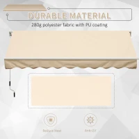 Outsunny Retractable Patio Awning 13’x8’ Manual Aluminum Frame Waterproof Sun Shade Patio Outdoor Deck Canopy Shelter - Khaki(m-4)