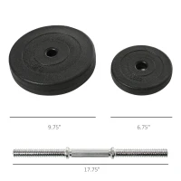 Soozier 110lbs Adjustable Dumbbell Set Weight Fitness Training Exercise - Black (pair)(m-3)