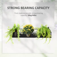 Outsunny 32'' x 12'' Hanging Flower Pot Stand Rack with Hooks, Metal Plant Pot Holder, Railing Shelf, Windows Decorate for Outdoor Garden Balcony Fence Patio(m-4)
