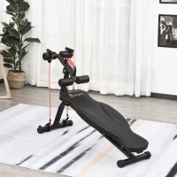 Soozier Multifunctiona Fitness Bench with Adjustable Handle Leg Lifts for Home Gym, Black(m-2)