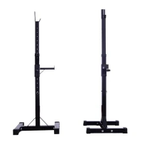 Soozier Barbell Stands Adjustable Stable Squat Stand Portable 2 Bars Holder (Black/Grey)(m-6)