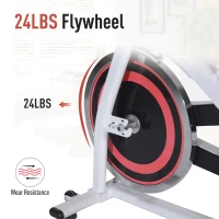 Soozier Home Spin Bike Pro Upright Indoor Cardio Bike with LCD Monitor – White and Red(m-7)