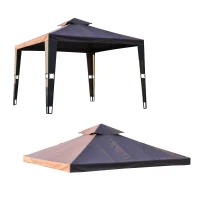 Outsunny 9.84'x9.84' Gazebo Canopy Top Replacement Cover 2 Tier Outdoor Garden Water-resistant UV Protected Coffee(m-2)