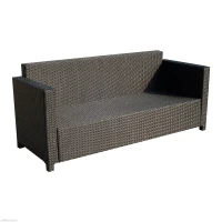[Pick UP] Outsunny Deluxe 3 Seat Rattan Wicker Sofa Garden Outdoor Patio Furniture with Cushion, Black(m-5)