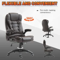 HOMCOM Executive Office Chairs Swivel Ergonomic Massage Chair High Back Leather Adjustable Vibrating for Home Office Brown(m-5)
