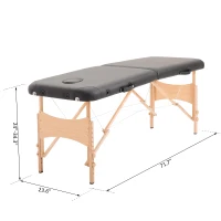 HOMCOM Portable Massage Table Massage Bed Couch Beauty Bed 2 Section Lightweight Portable Black(m-3)