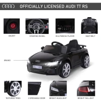 Aosom 6V Licensed Audi Toy Car Electric Cars Suspension Wheel 1 Seater 2 Openable Door Adjustable Speed For 3 - 8 Years Old Kids Black(m-5)