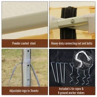 Outsunny 10' x 10' Pop Up Canopy Tent Gazebo with Removable Mesh Sidewall Netting, Carry Bag for Backyard Patio Outdoor, Beige(m-7)