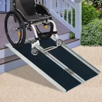 HOMCOM Portable Wheelchair Ramp 4ft Foldable Scooter Mobility Easy Access Carrier Ramp(m-1)