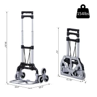 DURHAND 6-Wheels Up Stairs Trolley Hand Trucks Foldable Steel Load Cart W/ Fixed Rope(m-3)