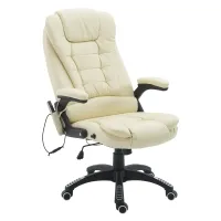 HOMCOM Massage Office Chairs Computer Executive Ergonomic Heated Vibrating Beige(m-1)