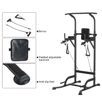 Soozier Multi-Function Power Tower Chin Up Bar Stand Dip Machine Full Body Workout Training Fitness Equipment(m-4)