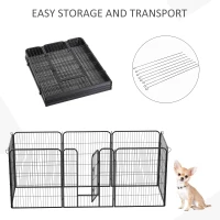 PawHut X Pen for Dogs 8 Panel Pet Playpen Heavy-Duty Iron Indoor/Outdoor 40-inch Black(m-5)